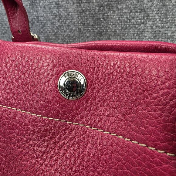 Fossil Pebbled Leather Satchel Bag Womens Fuchsia Pink Tote Handbag 75082 - Picture 3 of 16